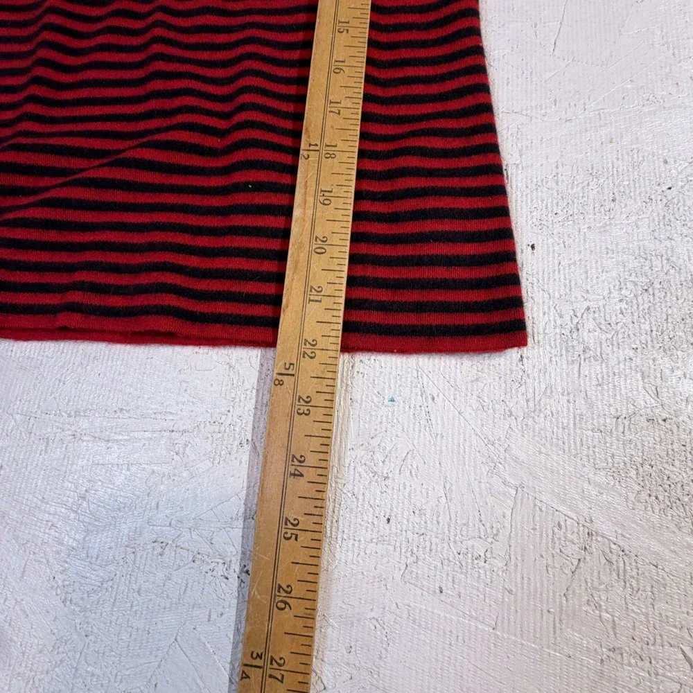 Michael Kors Cashmere Sweater Size S Crimson Black Stripe Short Sleeve